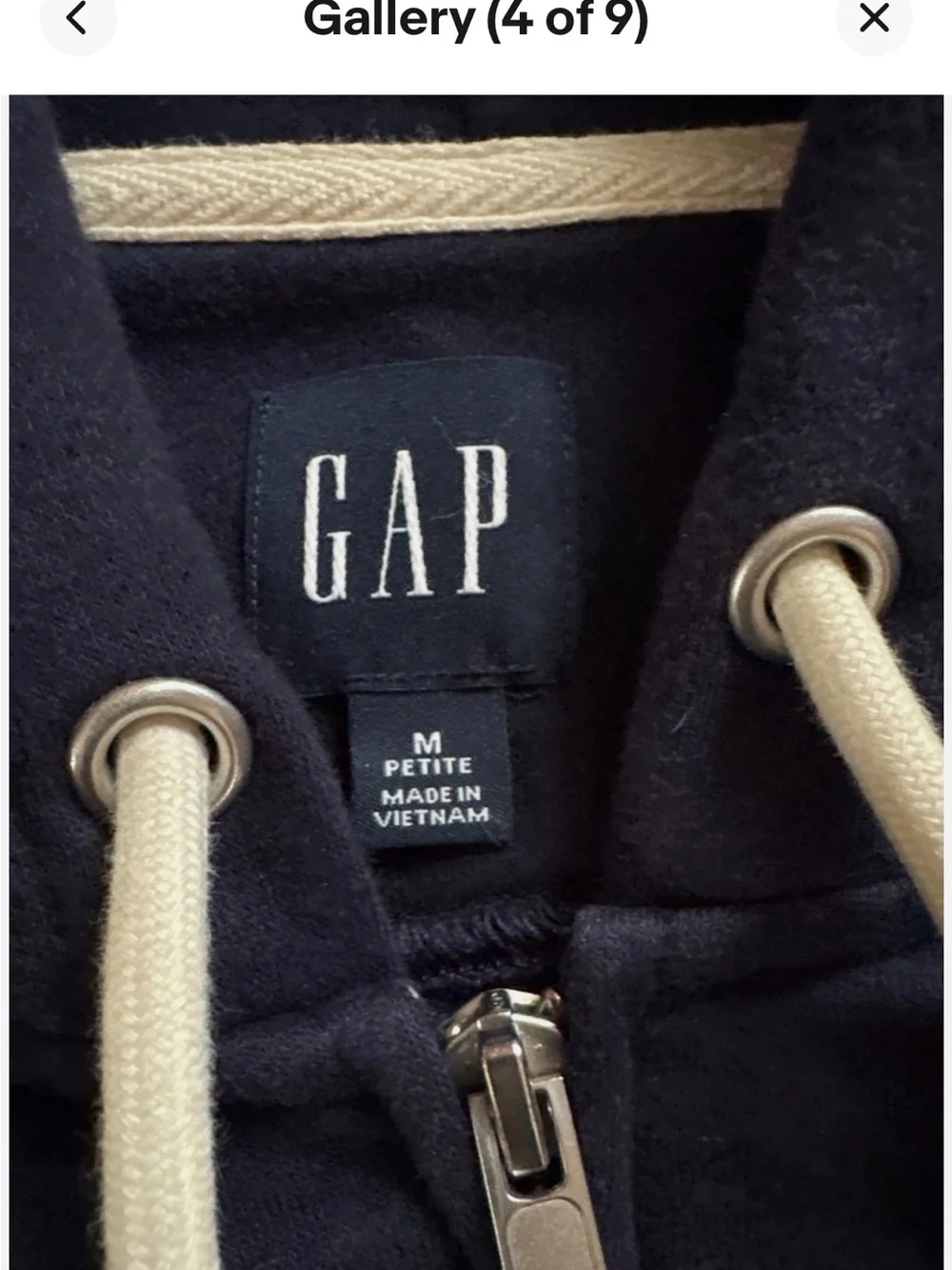 Women’s Vintage GAP Hooded Full Zip-Up Sweatshirt Navy  MEDIUM PETITE
